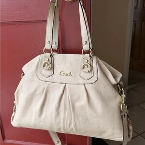 Coach Classic Cream Shoulder Bag with Gold Accents